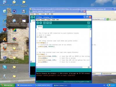 que veut dire la ligne en rouge ; la uno s'est bien chargée mais rien ne se passe pas de clignotement