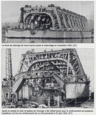 Dock de relevage de sous-marins dans le port de TOULON en 1942 et 1943